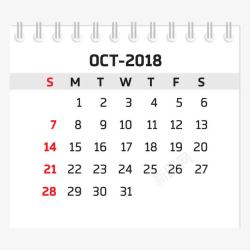 黑白色2018十月台历素材