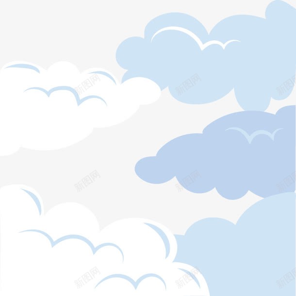 手绘卡通白色蓝色云朵png免抠素材_新图网 https://ixintu.com 云朵 卡通 手绘 白色 蓝色