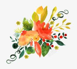 手绘水彩花卉装饰图案素材