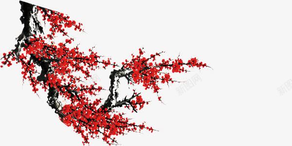 水墨风格枝头梅花png免抠素材_新图网 https://ixintu.com 枝头 梅花 水墨风格