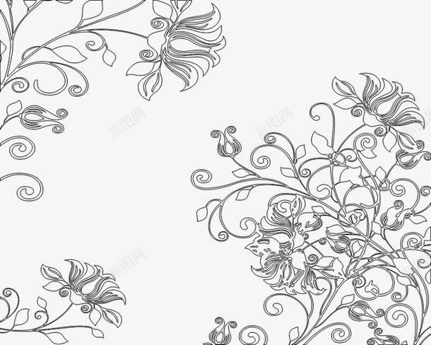 黑色植物花朵底纹png免抠素材_新图网 https://ixintu.com 底纹 底纹花朵 花朵 黑色 黑色植物