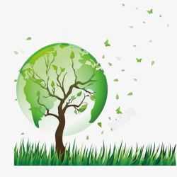 手绘绿色地球环保素材