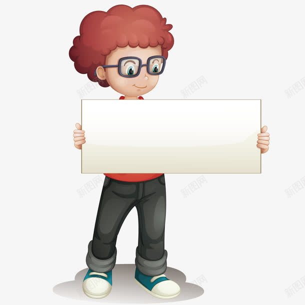 拿着白板的男孩png免抠素材_新图网 https://ixintu.com 学生 板子 男孩 眼镜