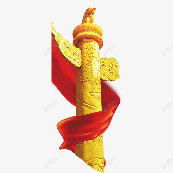 金色石柱装饰图案png免抠素材_新图网 https://ixintu.com 图案 石柱 装饰 设计 金色