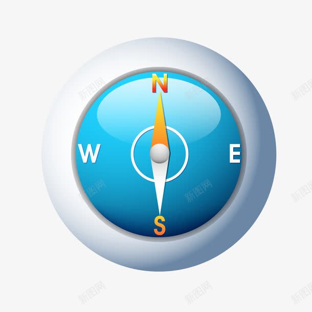 蓝色圆形指南针png免抠素材_新图网 https://ixintu.com 圆形指南针 指南针 指南针素材 蓝色指南针