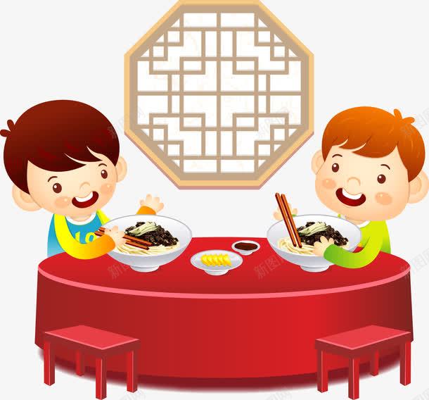 小伙伴吃饭png免抠素材_新图网 https://ixintu.com 健康 卡通 吃饭 小伙伴