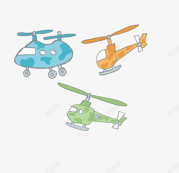 手绘玩具直升机png免抠素材_新图网 https://ixintu.com 手绘 玩具 飞机