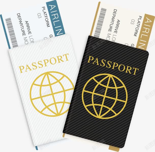 黑白护照png免抠素材_新图网 https://ixintu.com 包装 烫金效果 纸包装 纸票