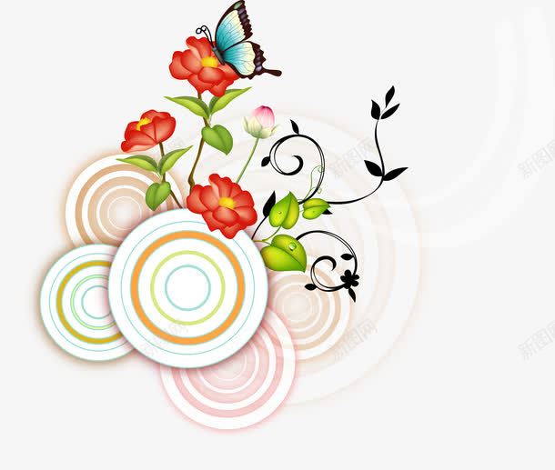 蝶恋花png免抠素材_新图网 https://ixintu.com 唯美 红色 蝶恋花