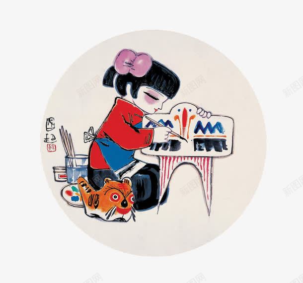 画画女孩png免抠素材_新图网 https://ixintu.com 传统 卡通 小女孩 手绘 画板