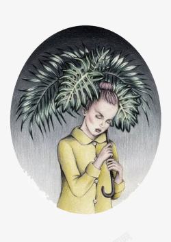 精美女人彩铅插画艺术素材