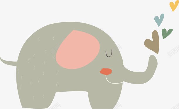 灰色小象png免抠素材_新图网 https://ixintu.com 创意 动物 卡通 小象 手绘 灰色 鼻子