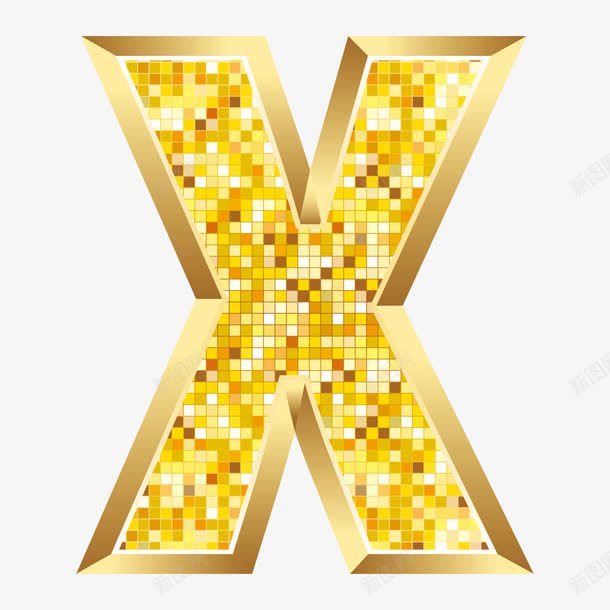 金色马赛克字母Xpng免抠素材_新图网 https://ixintu.com 3D英文字母 彩色字母 立体字母 艺术字体 艺术字母 英文字母 金色字母 金色马赛克字母X