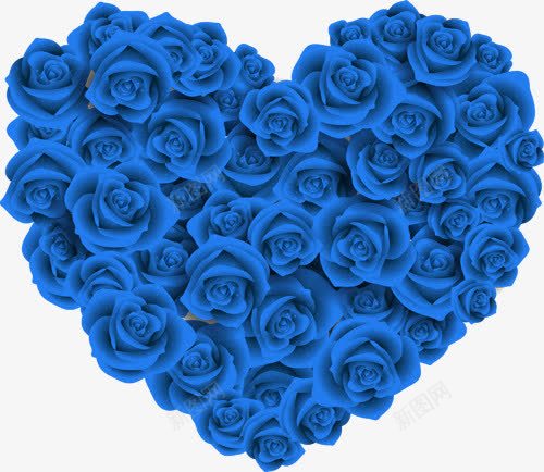 蓝色玫瑰花簇png免抠素材_新图网 https://ixintu.com 心形 玫瑰 花朵 花簇 蓝色