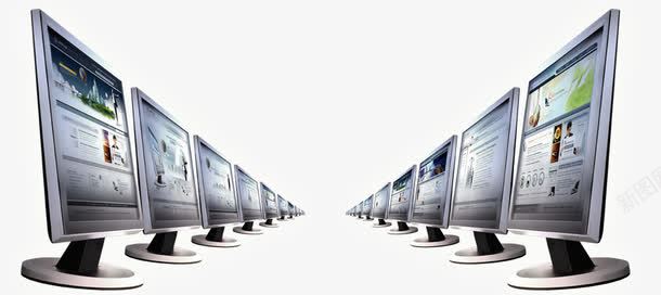 两排电脑png免抠素材_新图网 https://ixintu.com 显示器 电脑 科技