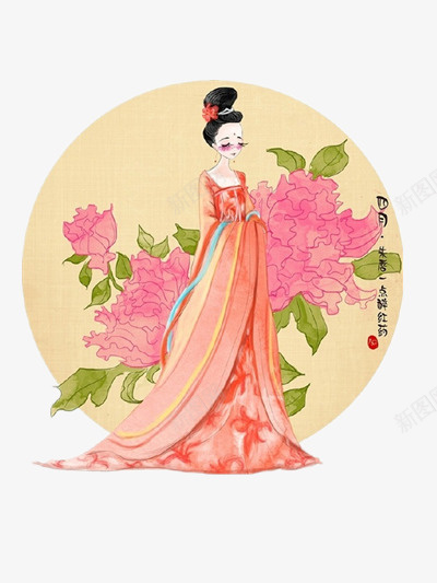 古风插画png免抠素材_新图网 https://ixintu.com 古风 女子 插画 粉色 装饰