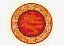 红色圆中国风祥云装饰素材