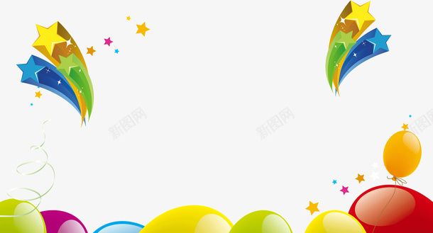 装饰图案背景气球彩带psd免抠素材_新图网 https://ixintu.com 彩带 气球 背景 装饰图案