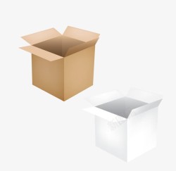 方纸盒棕色白色立体方纸盒高清图片