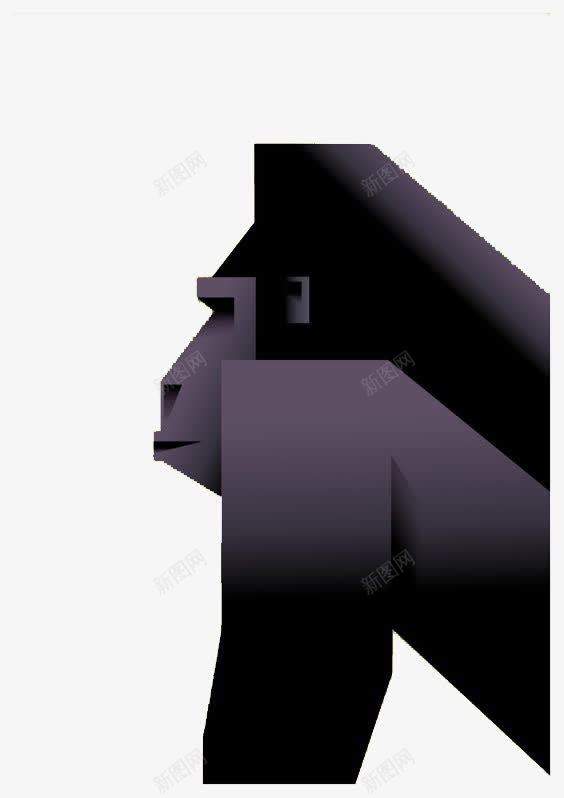 黑紫色猩猩侧面png免抠素材_新图网 https://ixintu.com 几何 创意 动物 平面