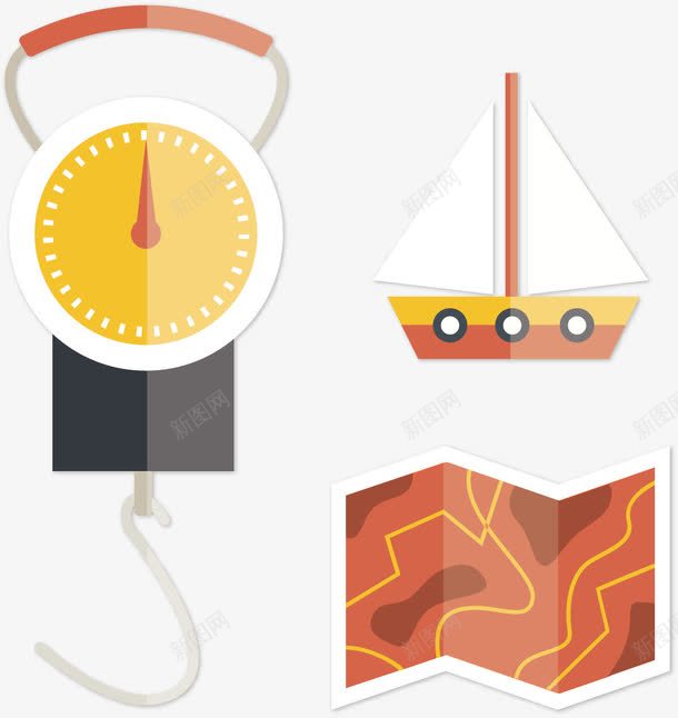 船称旅行元素png免抠素材_新图网 https://ixintu.com 卡通手绘 旅行元素 水彩 装饰元素