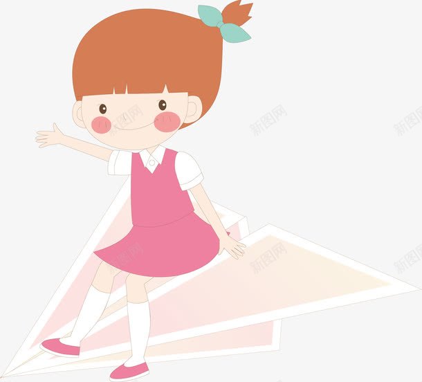 坐飞机的女孩png免抠素材_新图网 https://ixintu.com 卡通 女孩 手绘 纸飞机