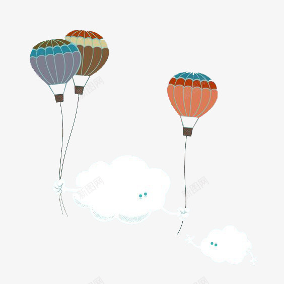 热气球与云朵psd免抠素材_新图网 https://ixintu.com 云朵 彩色 热气球