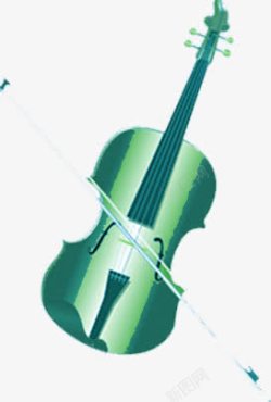绿色手绘小提琴装饰素材