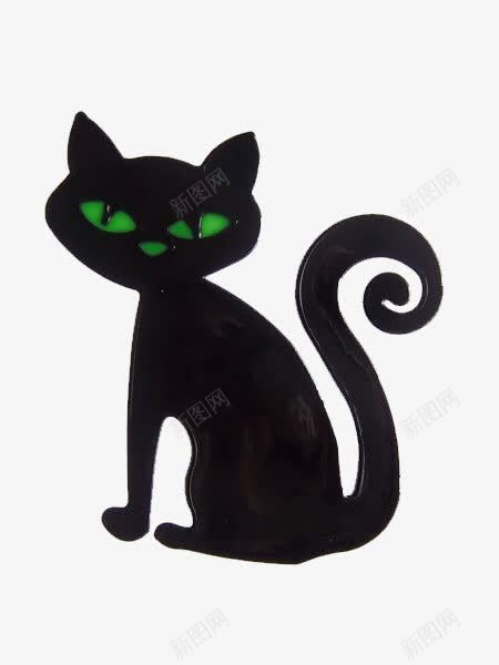 绿眼睛的黑猫png免抠素材_新图网 https://ixintu.com 免费 绿眼睛 诡异 黑猫