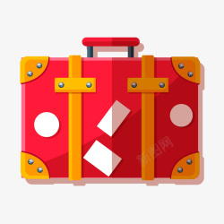 扁平化行李箱红色的旅行行李箱矢量图高清图片