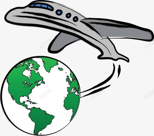 手绘飞机航线png免抠素材_新图网 https://ixintu.com 交通 地球 手绘 航空 航线 飞机 飞机航线