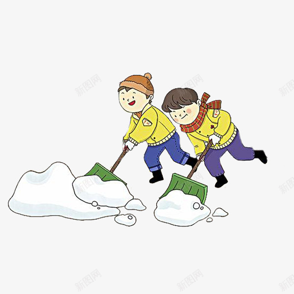 除雪的孩子png免抠素材_新图网 https://ixintu.com 勤劳的 卡通 可爱的 手绘 男人 白色的 简笔 雪花
