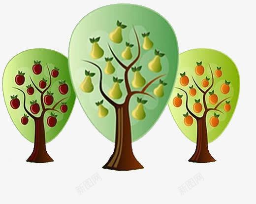 三棵果树png免抠素材_新图网 https://ixintu.com 果树 树 水果树 矢量树