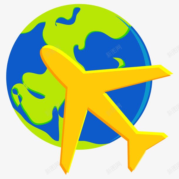 卡通手绘地球飞机旅游图标png免抠素材_新图网 https://ixintu.com 卡通的飞机 旅游的图标 是的飞机 矢量的地球 黄色的飞机