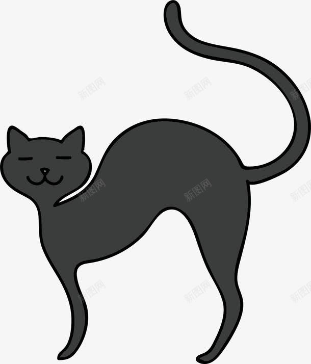 黑猫png免抠素材_新图网 https://ixintu.com 卡通 黑猫