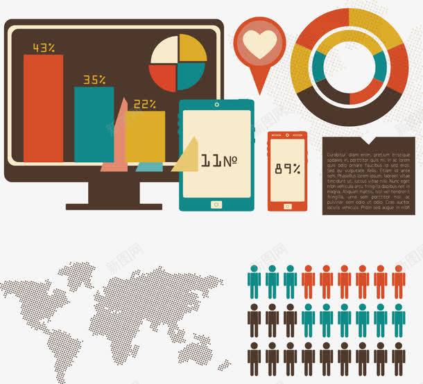 电脑png免抠素材_新图网 https://ixintu.com 免费矢量下载 图表 地图 手机 电脑 饼状图