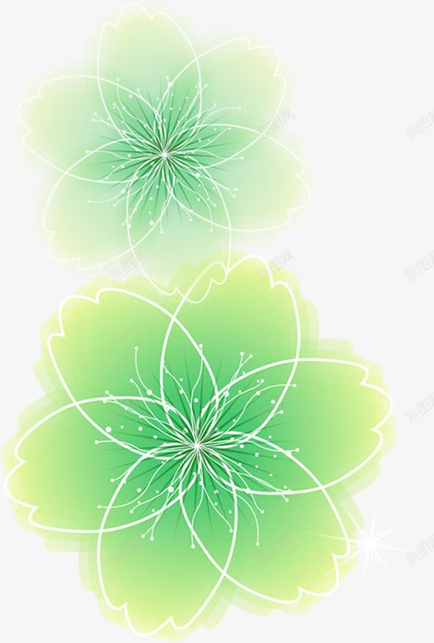 春日绿色线条花朵png免抠素材_新图网 https://ixintu.com 春日 线条 绿色 花朵