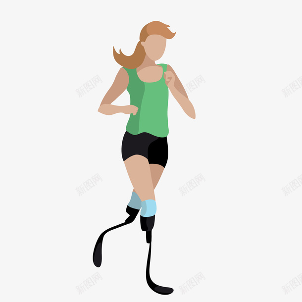残疾跑步女孩png免抠素材_新图网 https://ixintu.com 卡通女孩 残疾女孩 背景装饰 跑步女孩 锻炼女孩