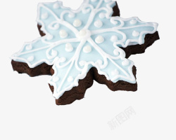 雪花蓝白花纹巧克力蛋糕素材