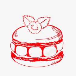 红色手绘的蛋糕素材