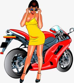 女人摩托赛车矢量图素材