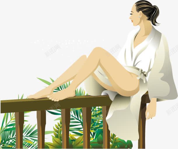 坐着的女人png免抠素材_新图网 https://ixintu.com 卡通 唯美 坐着的女人 女人 手绘 睡衣