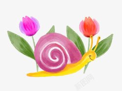 蜗牛花朵卡通素材