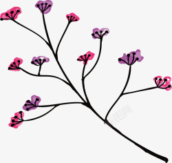 紫色小花树枝矢量图素材