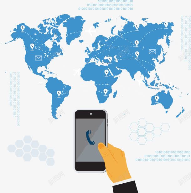 地图和手机png免抠素材_新图网 https://ixintu.com 卡通地图 地图 手势 手机 蓝色地图