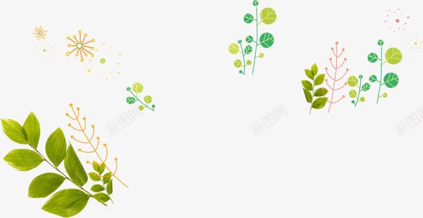 手绘彩色植物树叶png免抠素材_新图网 https://ixintu.com 彩色 树叶 植物