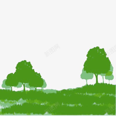 草地png免抠素材_新图网 https://ixintu.com 印象画 树 绿色 草地