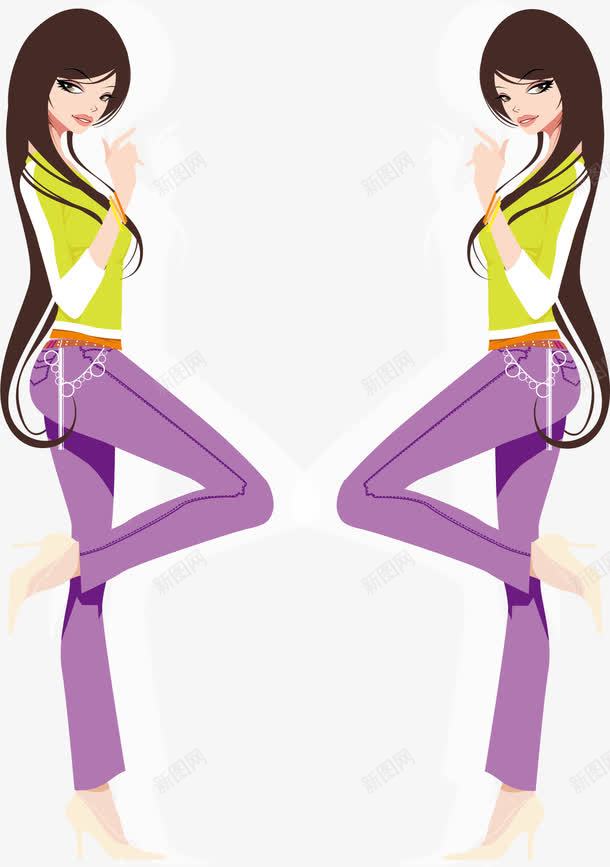 长发紫裤女孩png免抠素材_新图网 https://ixintu.com 美女 长发女孩 长发紫裤女孩矢量