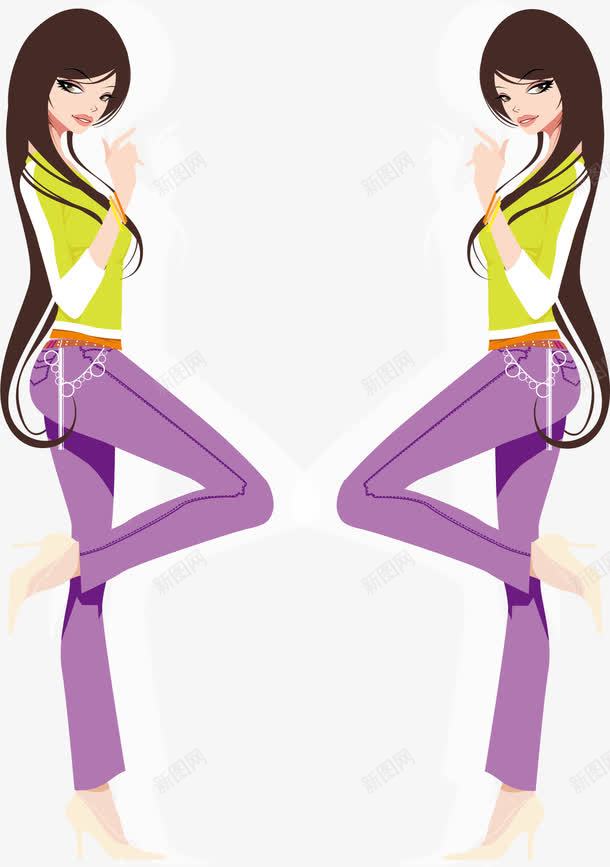 长发紫裤女孩png免抠素材_新图网 https://ixintu.com 美女 长发女孩 长发紫裤女孩矢量