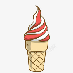 红色卡通甜筒冰淇淋素材